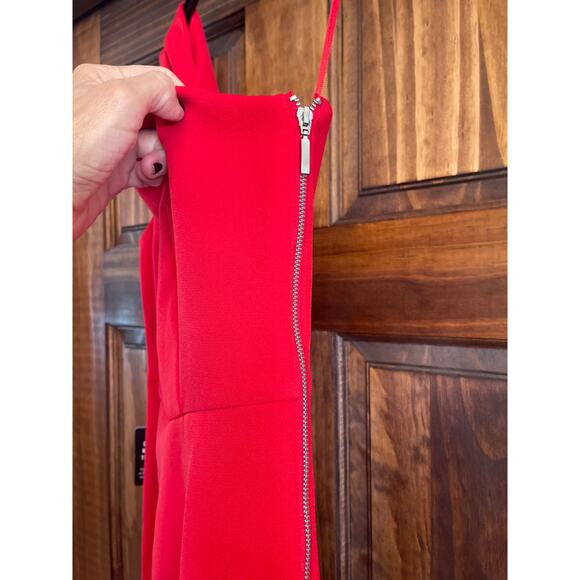 EXPRESS one shoulder side, zip red cocktail dress size 8 - Picture 2 of 6